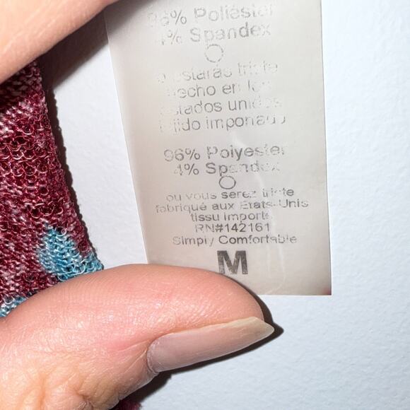 Lularoe Sarah Floral Duster Cardigan Size Medium Pockets Long Burgundy Red Blue - Picture 6 of 8